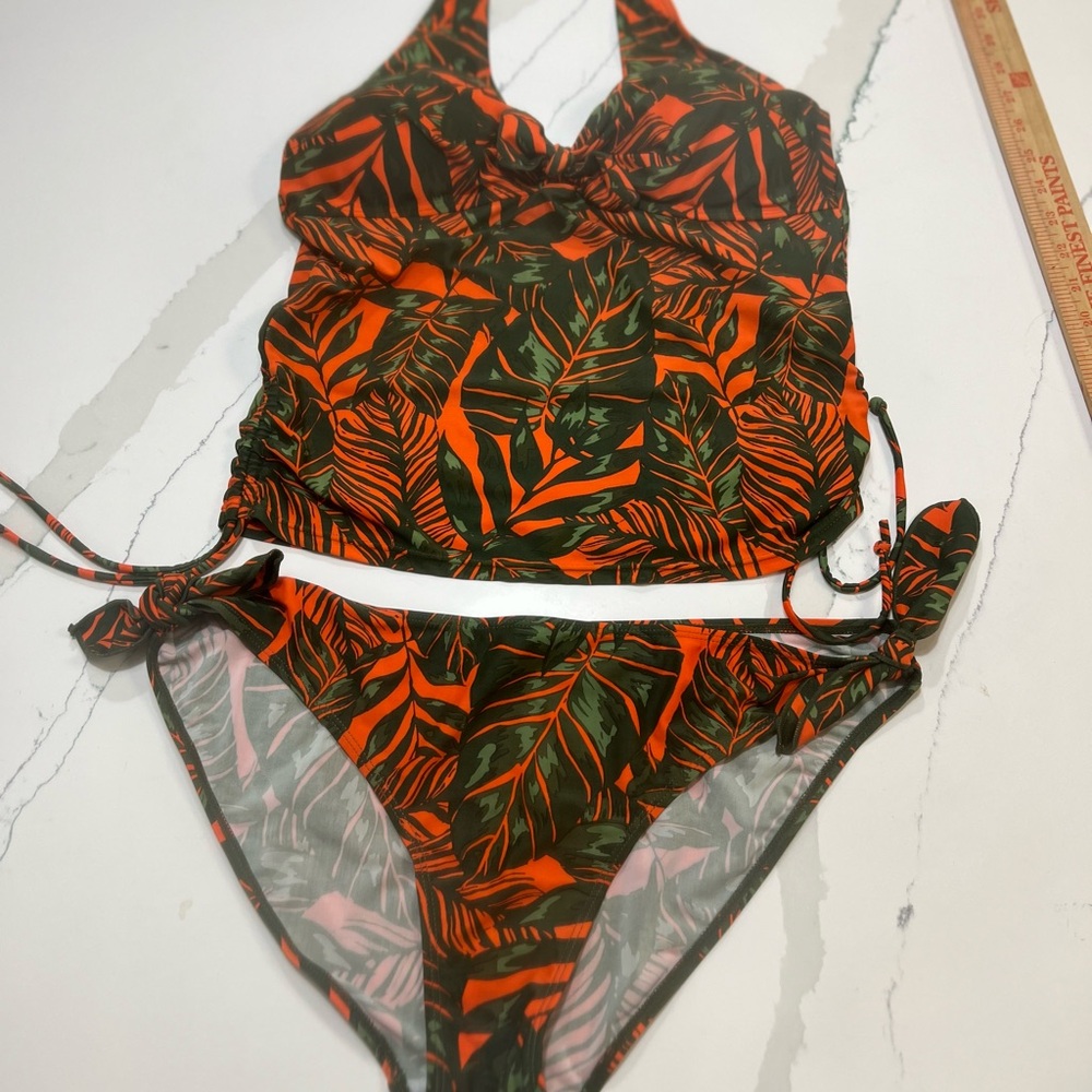 Tropical Orange and Green Tankini